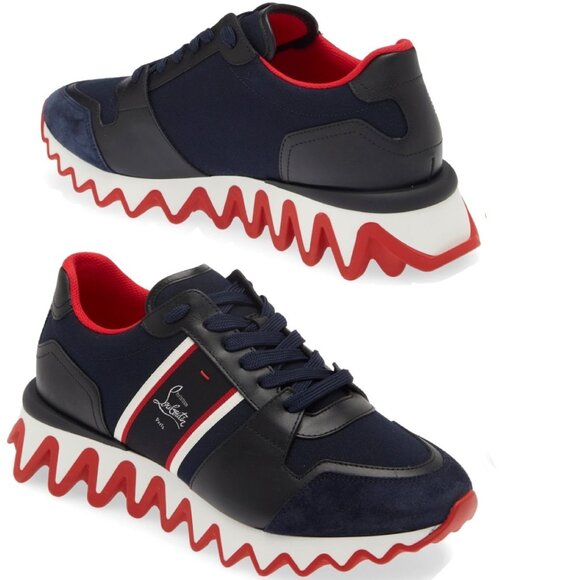 Christian Louboutin Nastroshark Low Top Men Sneakers Navy Blue Size 45 US12 - Picture 13 of 16